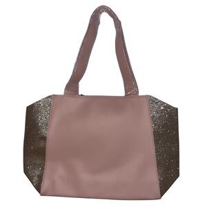NWT(Straps Wrapped) Jimmy Choo Pink & Gold Glitter Large GWP Tote Bag